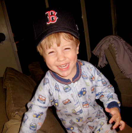 Weston in a Boston cap.